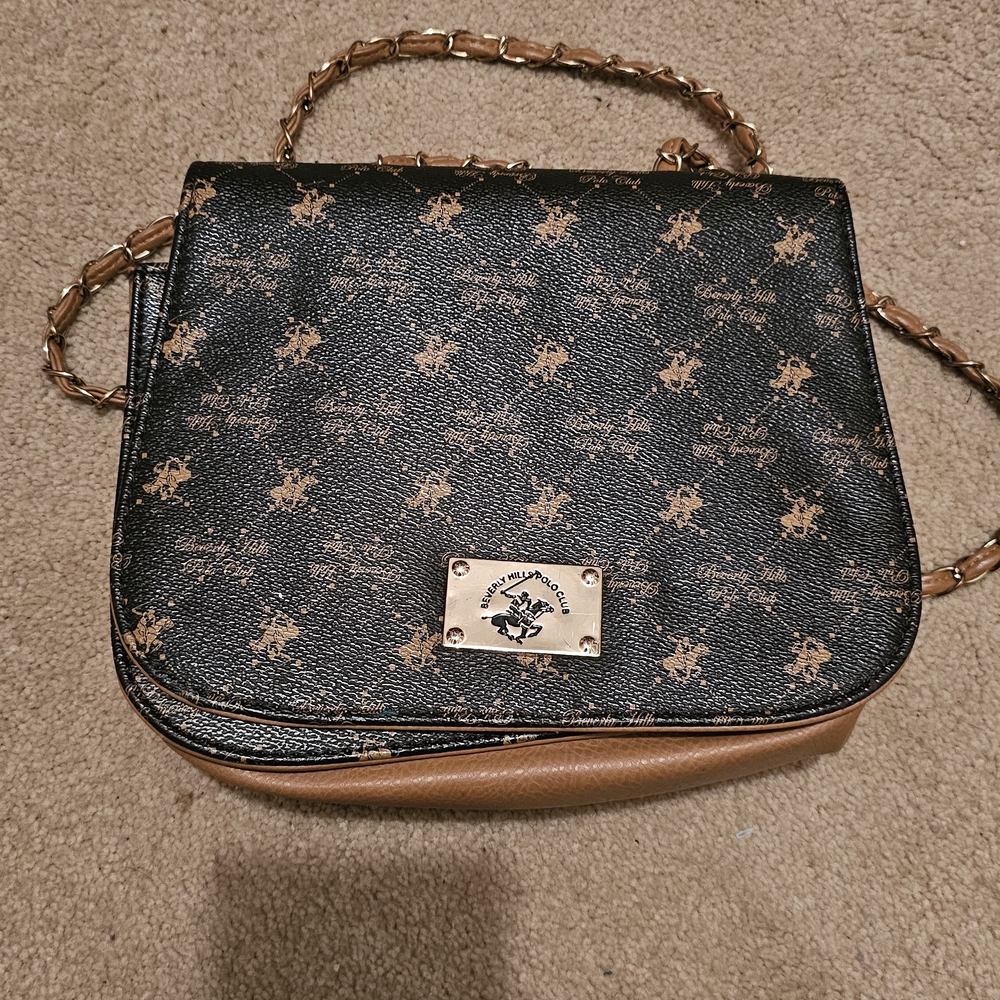 Beverly Hills Polo Club Black and Brown Crossbody Bag